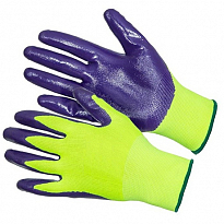 Перчатки нейлоновые 13 клас вязки с нитрильным обливом (9 разме) СУПЕР ЛЮКС, 413 НО в ассорт. 10/250